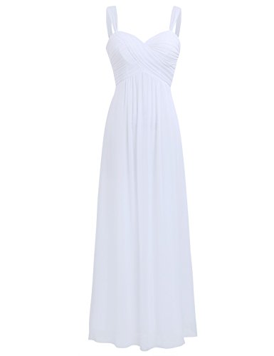 Freebily Vestido Elegante de Boda Fiesta Cóctel para Mujer Dama de Honor Vestido Largo Verano Blanco 38