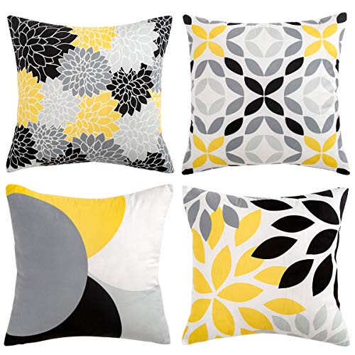 Funda Almohada Geométrica 18x18/45x45 cm Cojines Decorativos para el sofá Coche Decoración Amarillo Gris Negro