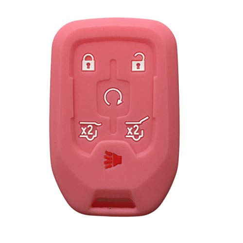 Funda protectora de silicona para llave de coche, compatible con GMC Yukon Acadia, Sierra Canyon Terrain, sin llave, para llave de coche Chevrolet Camaro, color rosa