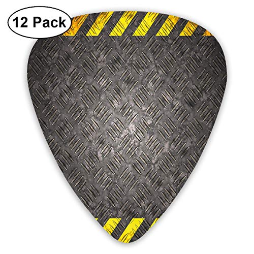 Guitar Picks12pcs Plectrum (0.46mm-0.96mm), Abstract Background With Caution Tape Inspired Frame Borders,For Your Guitar or Ukulele