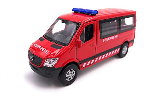 H-Customs Welly Mercedes Benz Sprinter Firefighter Model Car Red Car Producto con Licencia 1: 34-1: 39