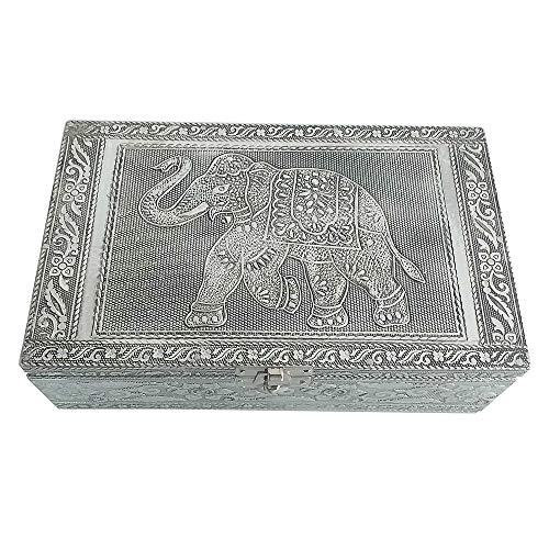 HAB & GUT -BOX017- Caja joyero de Aluminio, Elefante 20 x 12 x 6 cm