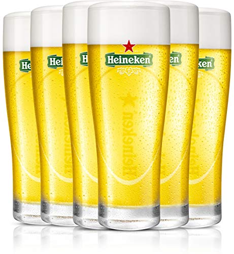 HEINEKEN | Vasos de cerveza | Elipse | Juego de 6 | 25 cl | 250 ml | Copas de media pinta | Logo verde