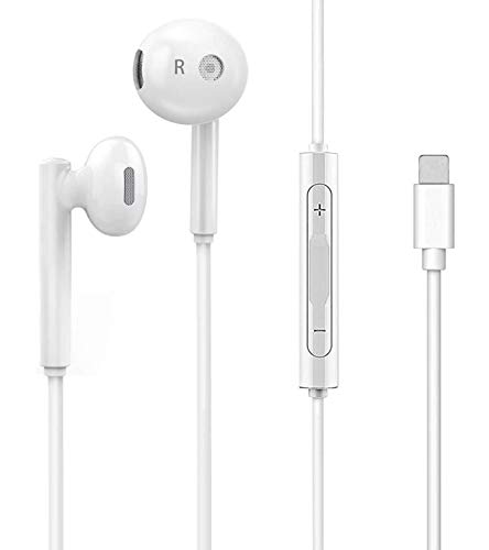 HENGHUA Auriculares con Cable Auriculares In-Ear Auriculares con Micrófono y Control de Volumen para Moviles Compatible con iPhone 12 Pro/XS/XR/XS MAX/SE/11 Pro/7 Plus/8 Plus -Blanco