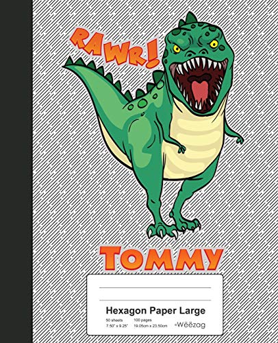 Hexagon Paper Large: TOMMY Dinosaur Rawr T-Rex Notebook: 2006 (Weezag Hexagon Paper Large Notebook)