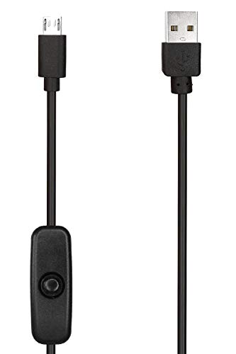 HomeSpot - 1.5m Long USB 2.0 a Micro USB Cable de extensión con botón de Encendido Apagado para Raspberry Pi Zero 3 iPhone Smartphone Tablet Carga (Cable USB de 1,5M con conmutador)