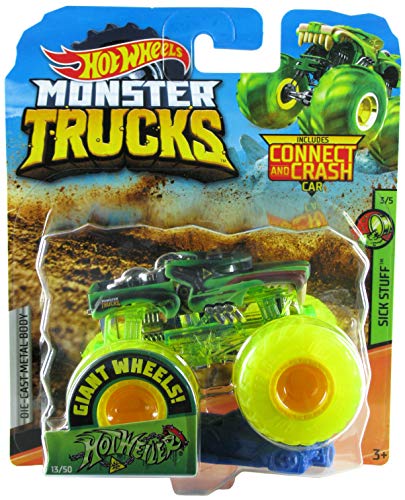 Hot Wheels 2019 Monster Trucks Sick Stuff 3/5 Hotweiler with Connect and Crash Car #13/50 1:64 Scale Die-Cast