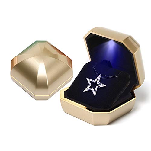iSuperb Caja de colgante con luz LED para collar y pulsera, caja de almacenamiento para anillos con luces, cajas de regalo para mujeres