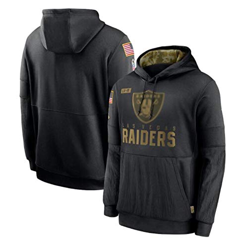 JNDM Raiders Rugby Pullover Sudadera con Capucha, Raiders de fútbol Americano Sudadera con Capucha Sudadera con Capucha Ropa de Ocio, Casual Suelto cómodo Transpirable Ma Black-XXL