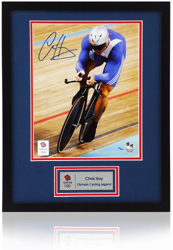 Juegos Olímpicos Londres 2012 - Foto oficial autografiada de Sir Chris Hoy (25 x 20 cm)