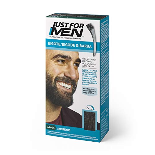 Just For Men, Tinte Colorante en gel para barba y bigote para hombre. Elimina las canas y cuida la barba en 5 minutos. Moreno, 15 ml (Formula Mejorada)