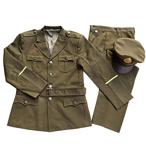 JXS Uniforme Oficial de la Escuela Retro, la Segunda Guerra Mundial EE.UU. Oficial Militar Uniforme del Combate Chaqueta y Pantalones Traje,XXL