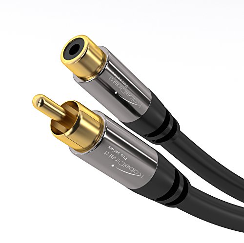KabelDirekt – 1m Cable RCA de Extensión (Coaxial Audio Estéreo Digital, Conector RCA Macho a Conector RCA Hembra, Cable Subwoofer, para cine en casa y alta fidelidad]), PRO Series