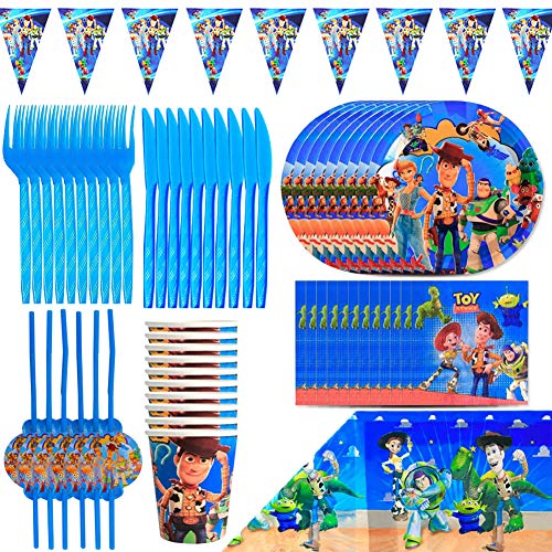 Kit De Vajilla Desechable, BAIBEI Decoraciones Cumpleaños Kit Para Mesa De Fiesta Toy Story 4 Theme Gaming Artículos De Fiesta Desechables Complete Party Supplies Kit Baby Shower