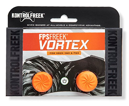 KontrolFreek FPS Freek Vortex para mandos de Playstation 3 (PS3) y Xbox 360 | Performance Thumbsticks | 1 gran altura convexo, 1 media altura Cóncavo | Naranja