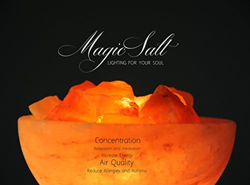 Lámpara de sal (con base de madera, 10 x 15 cm) Himalayan MAGIC SALT LIGHTING FOR YOUR SOUL