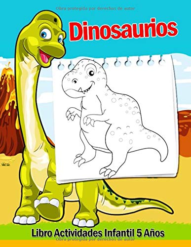 Libro Actividades Infantil 5 Años - Dinosaurios: 108 Páginas Grande Actividades, Libro Para Colorear Niños Dinosaurios, Crucigramas Faciles En Ingles, ... Conecta Los Puntos, Colorear Por Numeros!