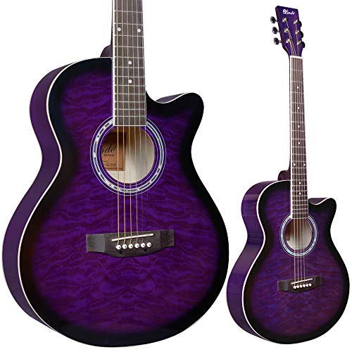 Lindo - Guitarra acústica y accesorios estándar (amatista, color morado, incluye bolsa, afinador, DVD, correa, púa, juego de cuerdas)