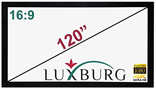 Luxburg® 120" 266x149cm 16:9 Full HD 3D Pantalla de proyección Fija de Pared - Marco de Aluminio - Tela PVC (105" x 59") - Modelo año 2015