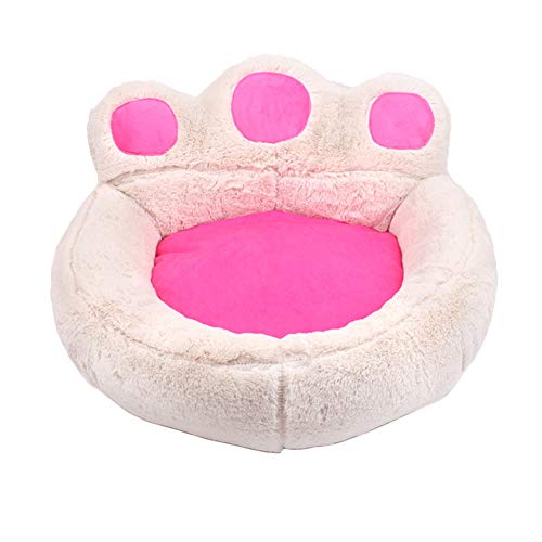Minsa Cama para mascotas con patrón de pata de oso redondo u ovalado, cama suave para perros pequeños, tamaño 40-45 cm (rosa-XS)