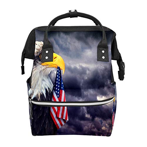 Mochila Eagle Hold The United States Flag Dark Cloudy Sky Bolsa de gran capacidad Viaje Daypack