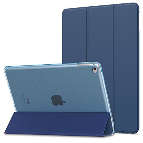 MoKo Funda para iPad Air 2 - Ultra Slim Función de Soporte Protectora Plegable Smart Cover Trasera Transparente Durable para Apple iPad Air 2 9.7 Pulgadas, Navy Azul (Auto Sueño/Estela)