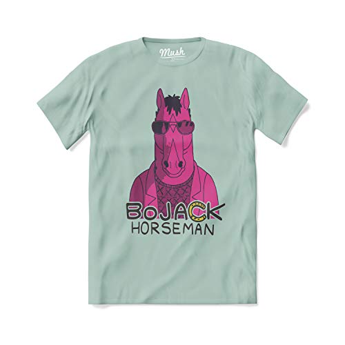 MUSH – Camiseta Bojack The Horseman Famoso en los años 90 – Cartoon – 100% algodón orgánico Salvia XXL