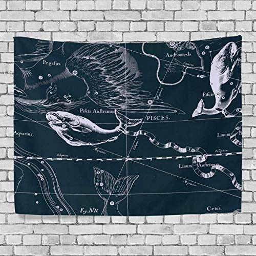 N\A HWMR Fantasy 12 Constelaciones Mapa Decoración de Pared Gráfico Piscis Tapiz Colgante de Pared Tela de poliéster Ligero Collage de Pared Dormitorio Playa Tapices de Tiro