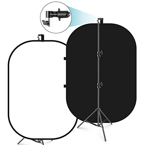 Neewer 150x200cm Chromakey en Blanco y Negro 2-en-1 Doble Cara Emergente Telón de Fondo Plegable con Soporte Panel Plegable para Toma de Fotos y Videos