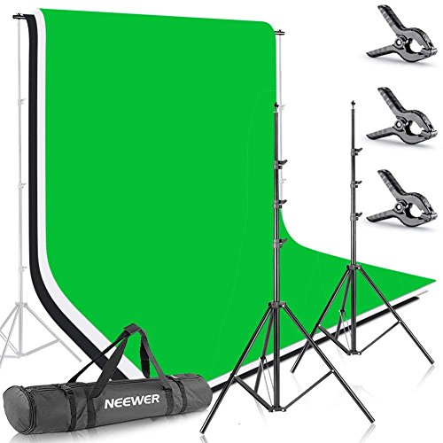 Neewer 2,6x3m Sistema de Soporte para Fondo de Estudio Fotográfico 1,8x2,8m Telón de Fondo de Tela (Blanco, Negro, Verde) para Retratos Fotografía de Productos y Video