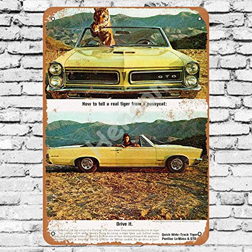 No/Brand 1965 Pontiac GTO Convertible Cartel de Chapa Metal Advertencia Placa de Chapa de Hierro Retro Cartel Vintage para Dormitorio Pared Familiar Aluminio Arte Decoración