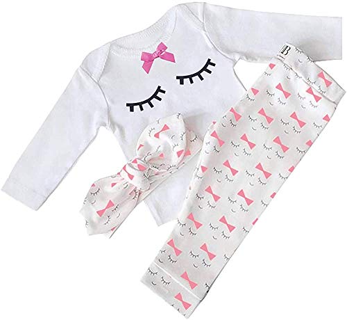 Nwada Conjuntos de Ropa para Bebés niña Camisetas de Manga Larga Pantalones Recién Nacido Niños Trajes Pijamas Blanco 3-6 Meses