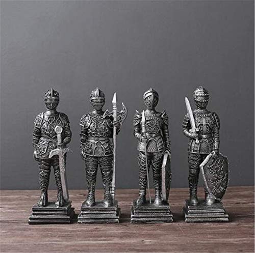OSRAME Suerte Mopec Decorativas Estilo Vintage Resina Romántico Soldado Miniatura Medieval Caballero Infantería Pesada Estatua Decoración para El Hogar Regalo De Los Niños De Legión