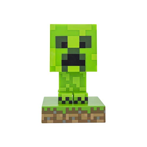 Paladone Minecraft Creeper 3D Icon Light BDP | Licencia oficial de luz verde pixelada brillante o lámpara de escritorio | Idea de regalo única para jugadores | Alimentado por 2 pilas AAA