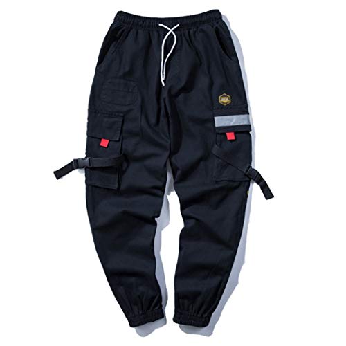 Pantalones para Hombre De Hip Hop Streetwear Hebillas Pie EláStico Multi Bolsillo Casual Pantalones De Carga Lenta Harajuku Cargo