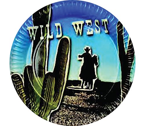 PARTYRama Wild Western Tema 23 cm Papel Plato – Pack de 6