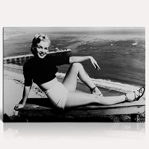 Pay Tribute Marilyn Monroe cuarto de baño decoración de pared 16"x 24" impresión enmarcada famosa actriz estadounidense Marilyn Monroe Canve Art Chic Office Art, estirado y listo para colgar