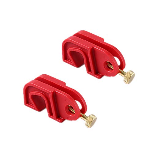 POFET 2 piezas de bloqueo universal para disyuntor rojo con tornillo trenzado, evita que se enciendan los interruptores accidentales, funciona con todos los candados y cerrojos de bloqueo.