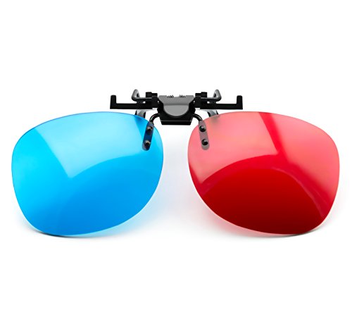 PRECORN Gafas 3D Rojo/Cian Clip-On para usarios de Gafas (Gafas 3D-Anaglyph) para TV 3D y Juegos 3D