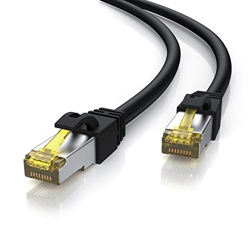 Primewire - 5 Metros - Cable Ethernet Cat 7 a 10 Gbits para Exteriores - Fibra óptica 10000 Mbits - Cable de Red LAN Outdoor IP66 - Blindaje S FTP - RJ45 - Protección Doble Revestimiento Resistente