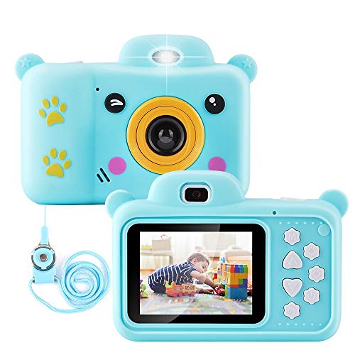 Qoosea Cámara Digital para Niños, Mini Digital Recargable 2.4"HD Selfie Video Cámara Infantil, with 32GB TF Tarjeta Regalos Juguete para 3 a 12 Años Niños y Niñas