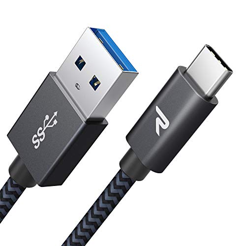 Rampow Cable USB Tipo C 3.0 Cable USB C Carga Rápida [USB C 3.1 Gen 1] Nylon Duradero Compatible con Samsung Galaxy S9/S8/Note 9, Huawei P9/P10/P20, LG G5/G6 - Gris Espacial 1M