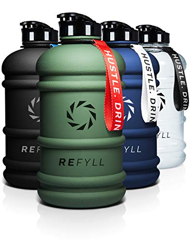 REFYLL Botella de 2 L, para fitness, deporte, color verde militar