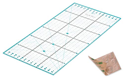 Regla de Patchwork 30 x 15 cm con Pegatinas Antideslizantes Gratuitas. Regla Universal Transparente con dimensiones en cm y ángulos