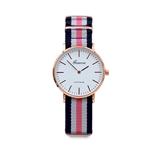 Reloj a Cuarzo analógico Reloj décontractée Reloj de Pulsera Reloj de Moda Vogue Relojes para Hombre Mujer Ultra Fino Barcelet de Tela de Nylon (Estilo F) X 1