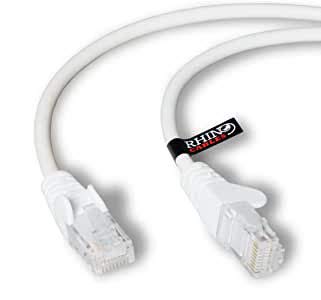 rhinocables Cable de Red Ethernet LAN Cat.5e RJ45 - Cable de conexión a Red - UTP - Compatible con Conmutador, Router, módem, Punto de Acceso, para PC, TV Box, Nintendo Switch, Router, Xbox, PS4, Servidor Nas (20m Blanco)