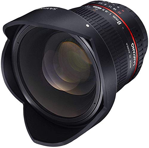 Samyang F1121903101 - Objetivo fotográfico DSLR para Nikon F Ae (Distancia Focal Fija 8mm, Apertura f/3.5-22 UMC, Ojo de Pez, CSII), Negro