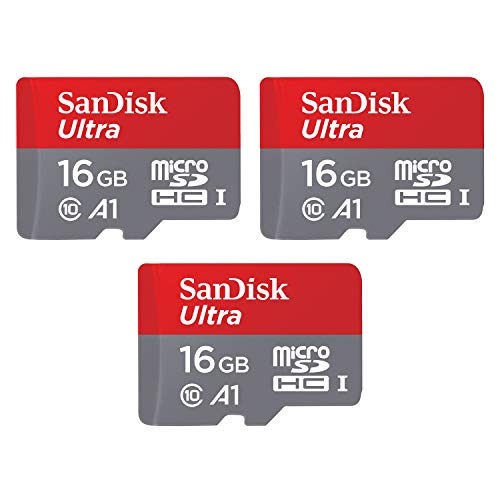 SanDisk Ultra Pack de 3 Tarjetas de Memoria microSDHC con App Memory Zone, hasta 98 MB/s, Rendimiento de apps A1, Clase 10, U1, 16 GB
