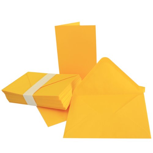 Sets – plegable Tarjetas DIN A5 – Amarillo + sobres – PREMIUM CALIDAD – 14,8 x 21 cm – Muy Estable – para Impresora Adecuado. Marca de calidad – : neuser Color froh, color Honig-Gelb 25 Karten-Sets