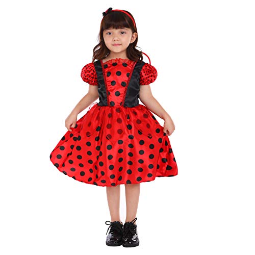 Sincere Party Disfraz de Mariquita de Halloween para niñas, Vestido de Cosplay de Mariquita en Talla 3-4 años